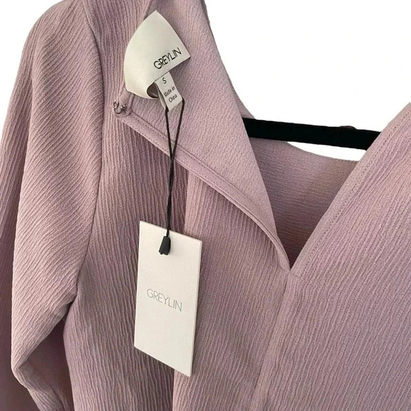 Anthropologie Greylin Chelsea Faux Wrap Top Long Sleeve Lilac - Picture 9 of 10